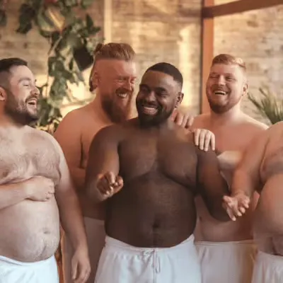 Men socialising and connecting at Sauna Bears